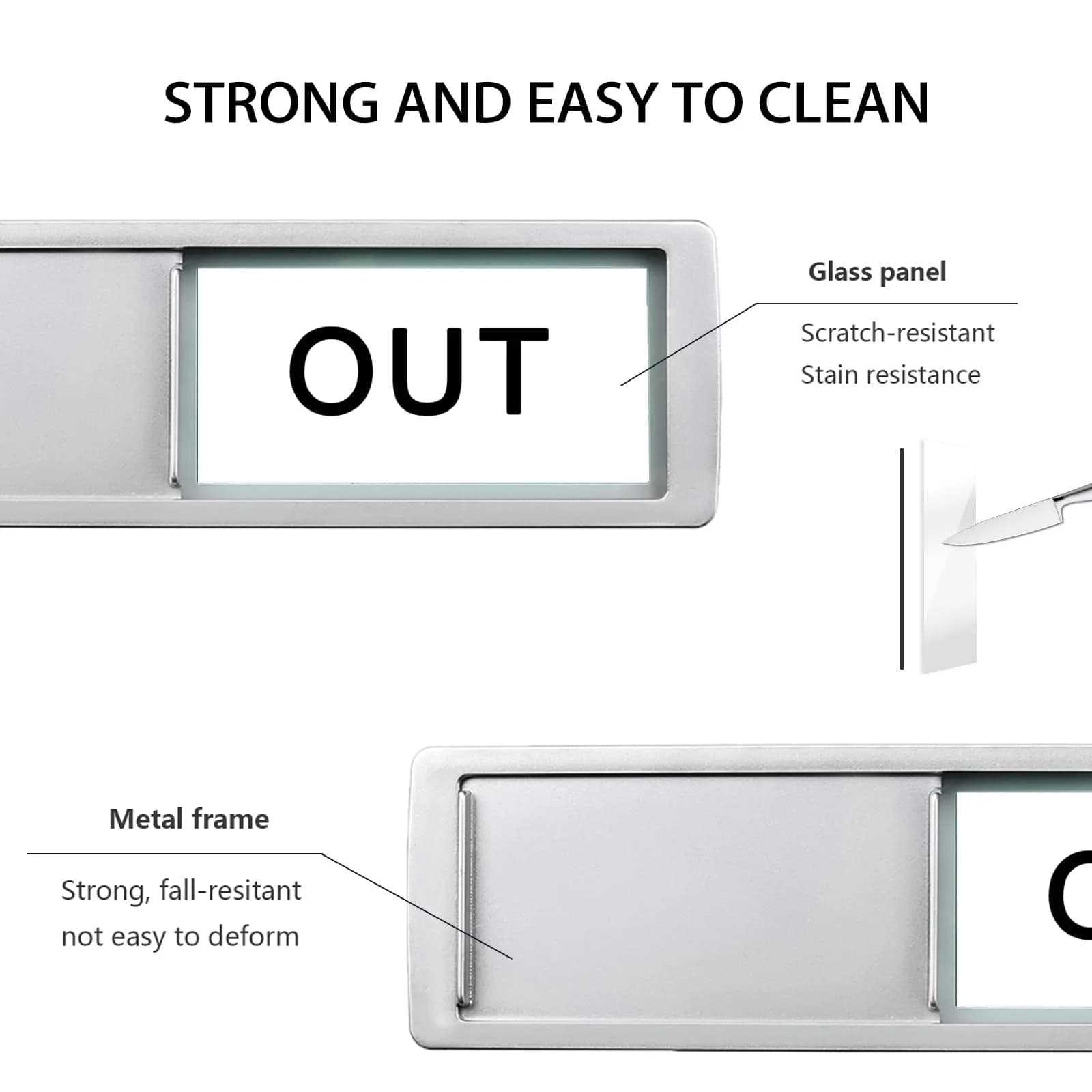 LoYinLo "In or Out" Slider Sign - Grey & White, 18cm x 5cm - view 3