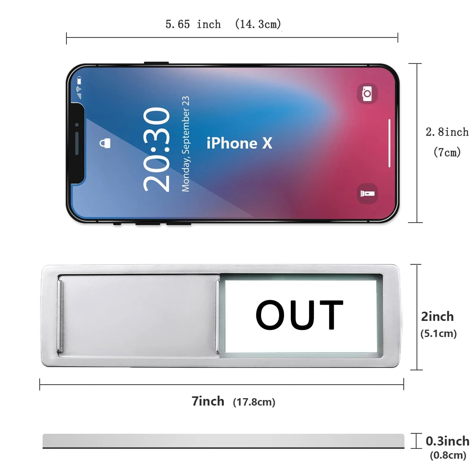 LoYinLo "In or Out" Slider Sign - Grey & White, 18cm x 5cm - view 4