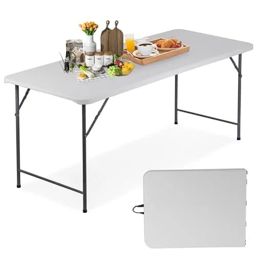 ZenStyle 6 ft Folding Table - 71"x27" Rectangular Portable Plastic Table for Indoor, Outdoor, Camping, Parties & Events | Lightweight Multi-Purpose Utility & Dining Table thumbnail 1