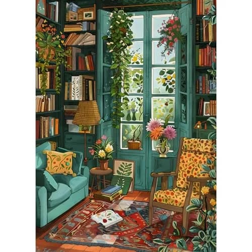 TangComplete Cozy Study Jigsaw Puzzle 1000 Pieces 70x50cm | Educational & Non-Toxic thumbnail 1