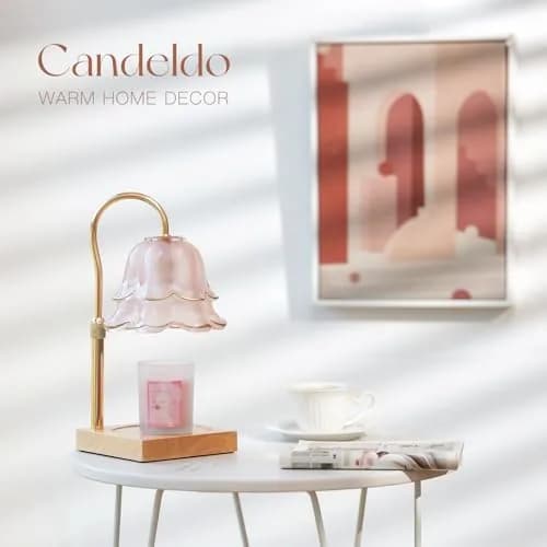 Candeldo Pink Floral Glass Candle Warmer Lamp Gift Set with Timer & Scented Candle | 38 cm (15 inches) Height Adjustable thumbnail 4
