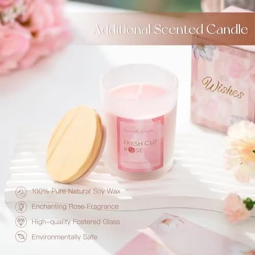 Candeldo Pink Floral Glass Candle Warmer Lamp Gift Set with Timer & Scented Candle | 38 cm (15 inches) Height Adjustable thumbnail 3