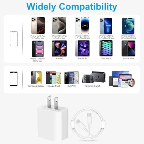 Cerdeti 20W USB-C PD Fast Charger & 6ft Cable Set | 220V Compatible, 2.4A Output thumbnail 7