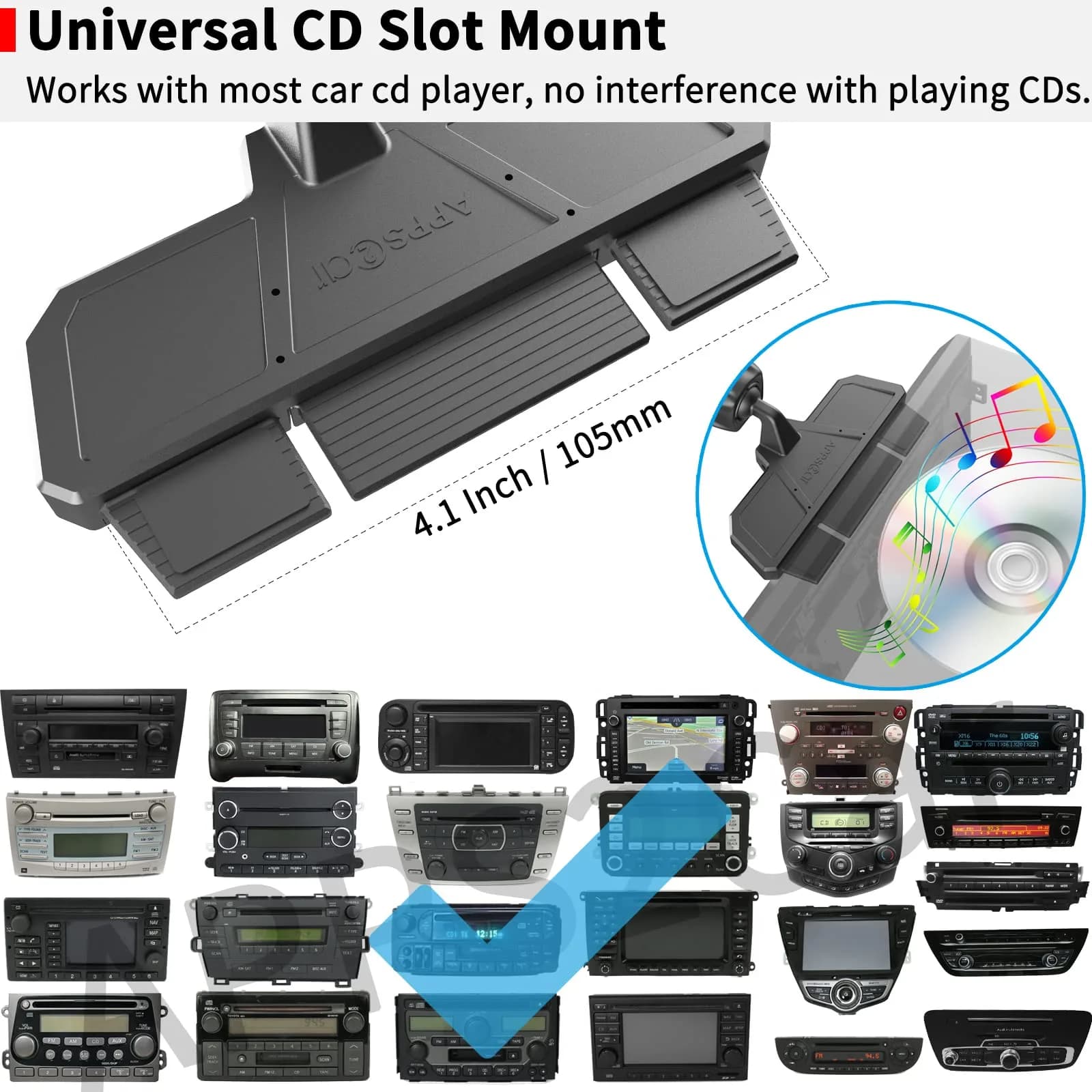 APPS2Car Sturdy CD Slot Phone Mount with Upgraded Wireless Charger 15W | One-Hand Operation, Hands-Free Car Phone Holder Compatible with iPhone 17 Pro Max Plus 16 15 14 13 12 11, Samsung S25 S24 S23 - view 9