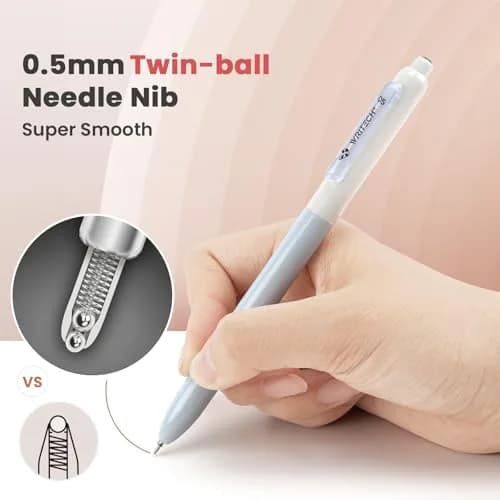 WRITECH Gel Pens Fine Point 0.5mm Black Silent Click Needle Tip 4ct | Smooth Ink Flow thumbnail 2