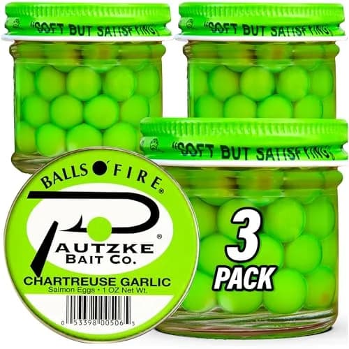 Pautzke Bait Balls O' Fire Salmon Eggs Charteuse Garlic 1 oz | Irresistible scent for trout & salmon thumbnail 1