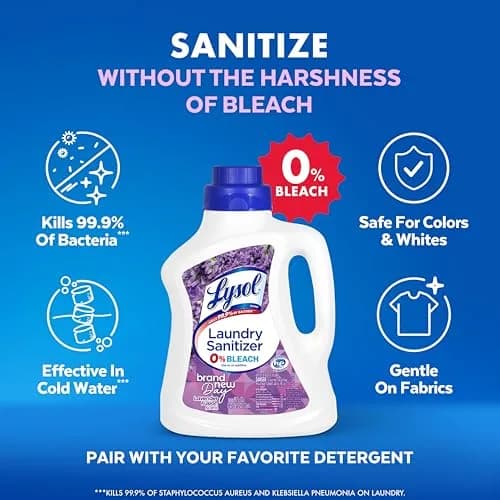Lysol Disinfectant Laundry Sanitizer & Scent Booster Lavender Fusion 90 Fl Oz (2.66 L) | Kills 99.9% Bacteria & Viruses thumbnail 5