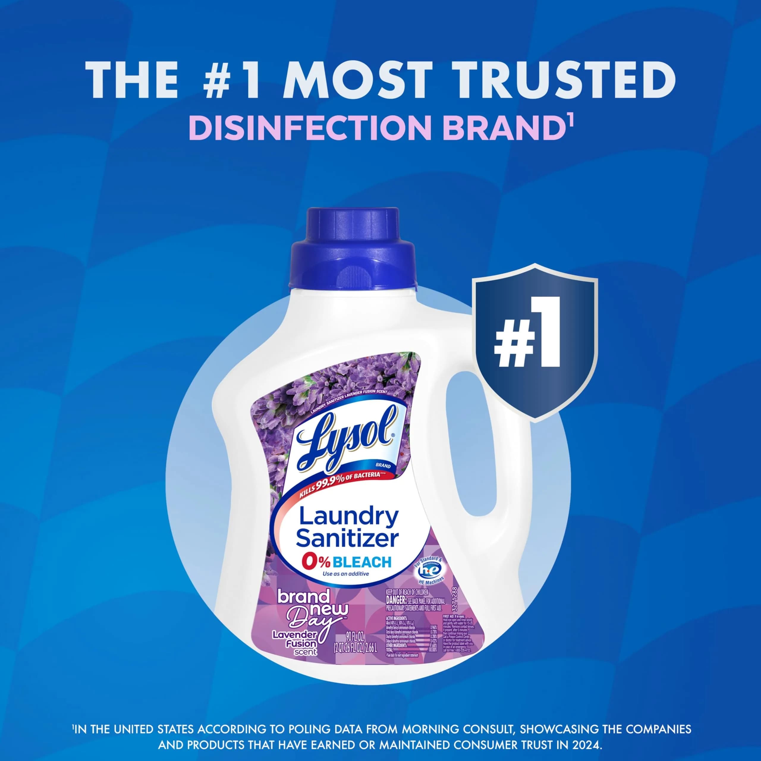 Lysol Disinfectant Laundry Sanitizer & Scent Booster Lavender Fusion 90 Fl Oz (2.66 L) | Kills 99.9% Bacteria & Viruses - view 2