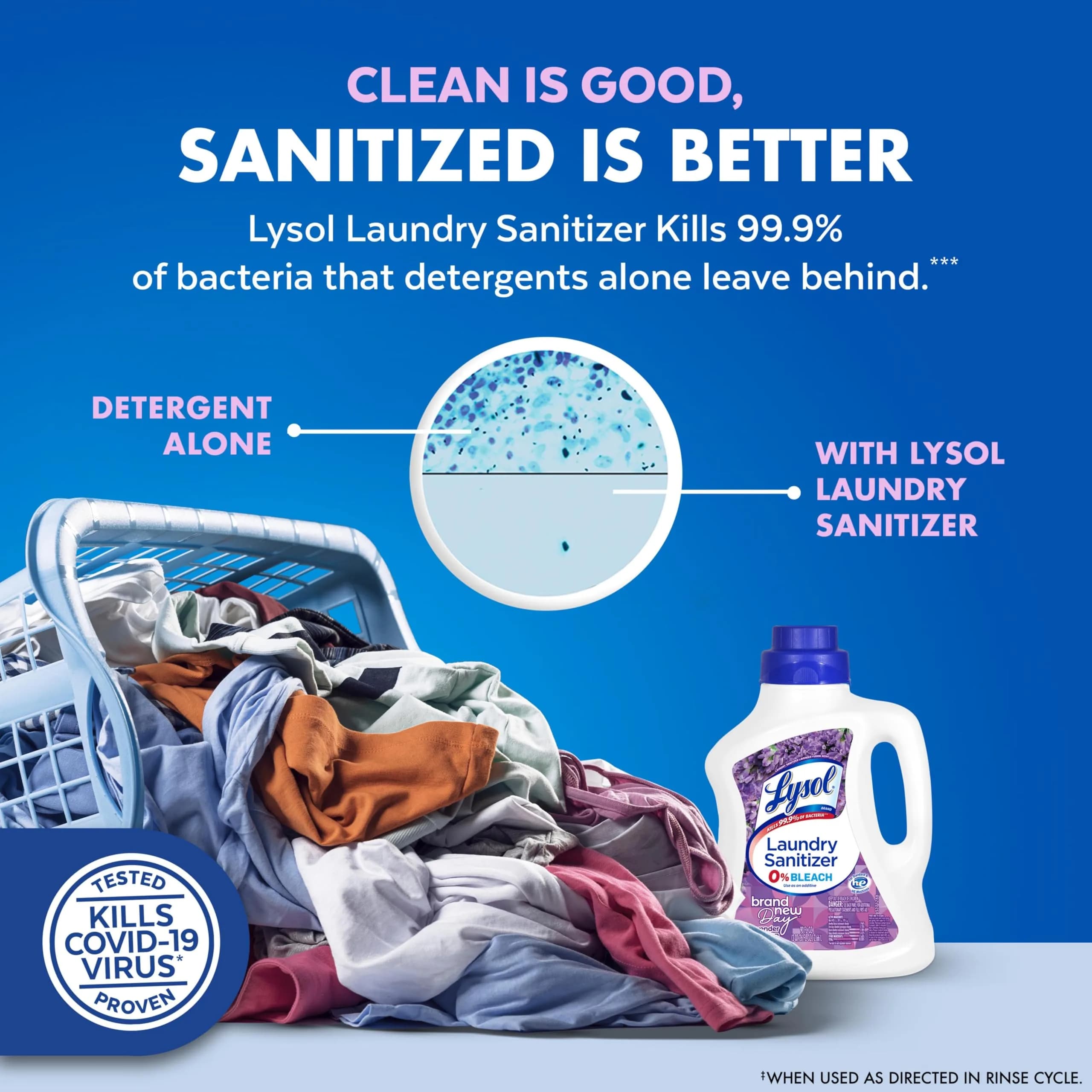 Lysol Disinfectant Laundry Sanitizer & Scent Booster Lavender Fusion 90 Fl Oz (2.66 L) | Kills 99.9% Bacteria & Viruses - view 4