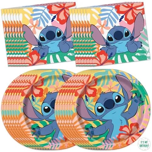 Unique Lilo and Stitch Birthday Decorations - Plates and Napkins 16-Pack | Officially Licensed thumbnail 1