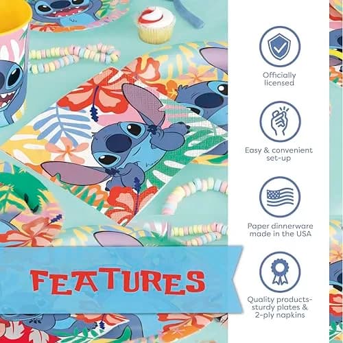 Unique Lilo and Stitch Birthday Decorations - Plates and Napkins 16-Pack | Officially Licensed thumbnail 4