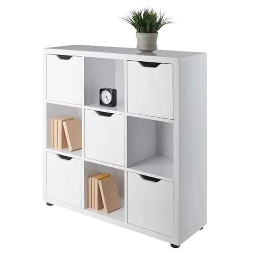 Winsome Julian 3x3 Storage Cabinet | White Composite Wood with 9 Compartments for Living Room & Home Office thumbnail 5
