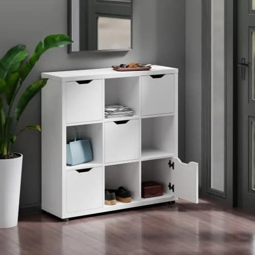 Winsome Julian 3x3 Storage Cabinet | White Composite Wood with 9 Compartments for Living Room & Home Office thumbnail 2