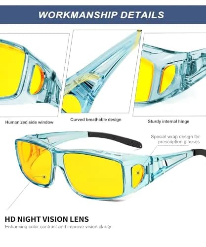 KALIYADI Night-Vision-Glasses Fit-Over-Glasses Wrap-Around for Night Driving | Anti Glare HD Polarized thumbnail 3