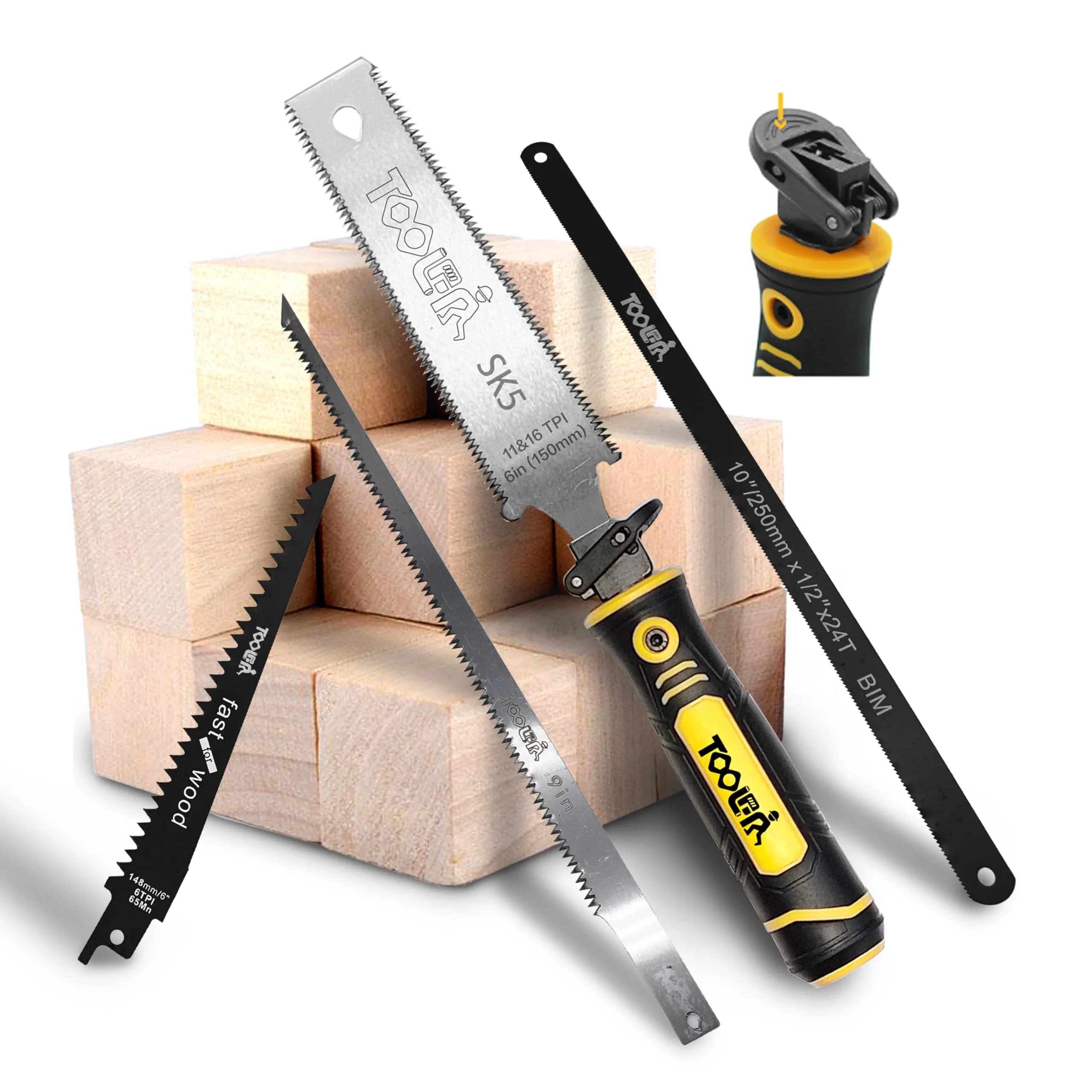 TOOLAN 5-In-1 Multi-Blade Handsaw for Woodworking & Drywall | Ergonomic, Durable, Compact — 5-in-1