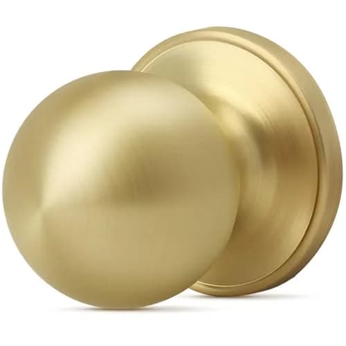 Moquin Passage Door Knob Without Lock or Key | Satin Brass, Round Ball, Interior Use thumbnail 9