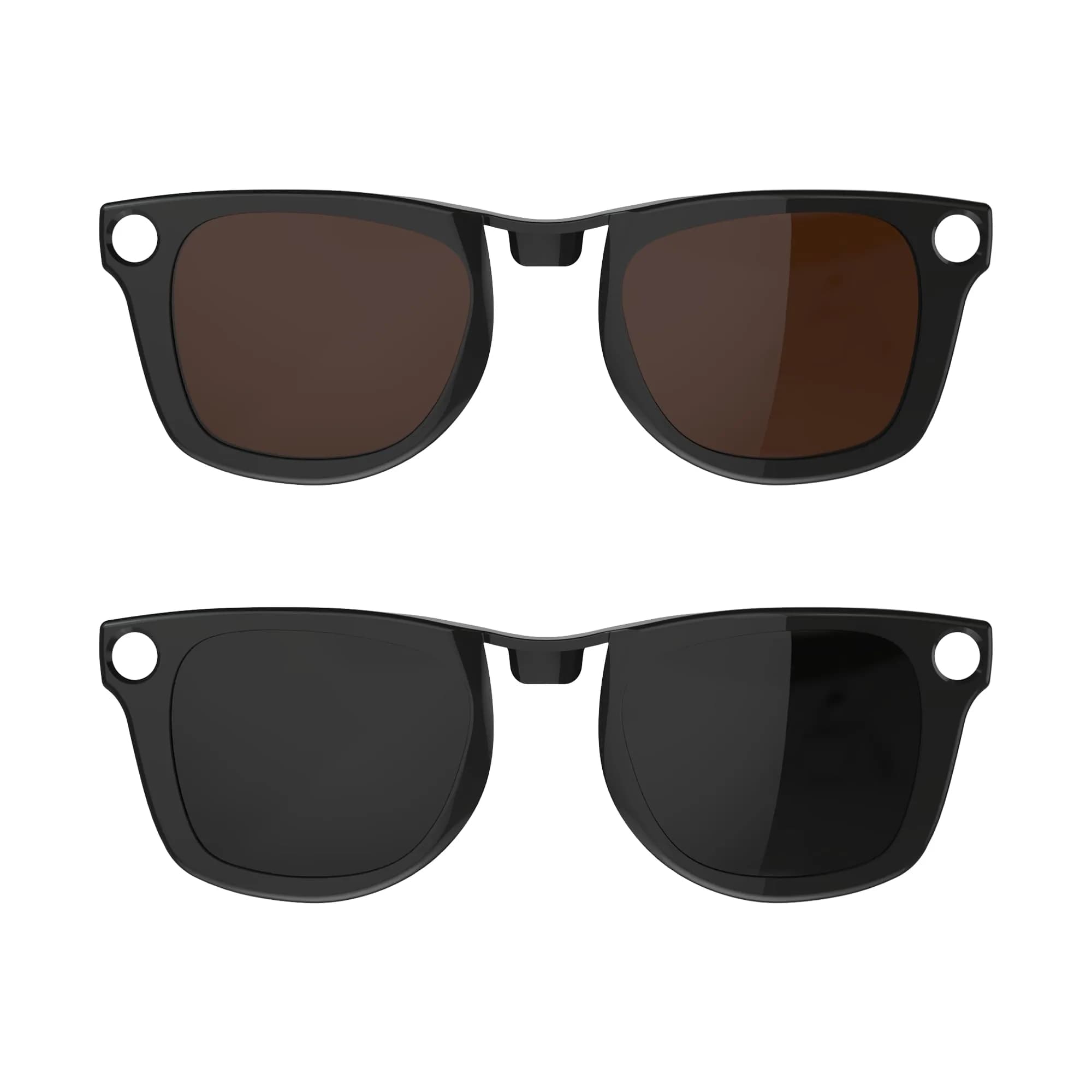 HIBLOKS Polarized Clip-on Sunglasses for Ray-Ban Meta Wayfarer RW4006/RW4012 (50-22) - 2-Pack (Black+Brown)