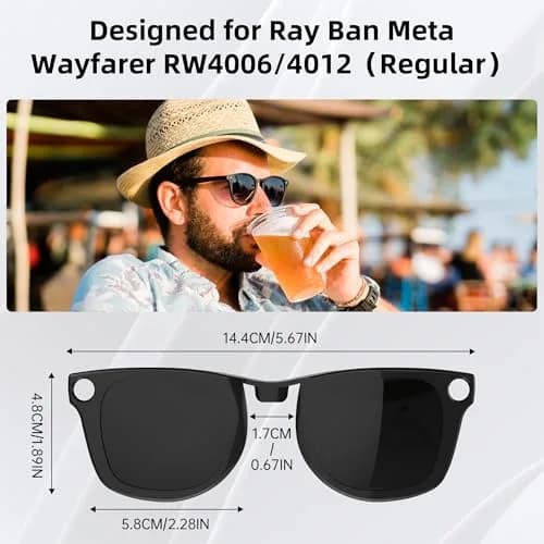 HIBLOKS Polarized Clip-on Sunglasses for Ray-Ban Meta Wayfarer RW4006/RW4012 (50-22) - 2-Pack (Black+Brown) thumbnail 3