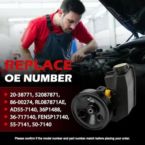 Autodevil Power Steering Pump for Jeep Wrangler & Cherokee 4.0L | OE Replacement, Long-Lasting Aluminum & Iron (70-120c) thumbnail 2
