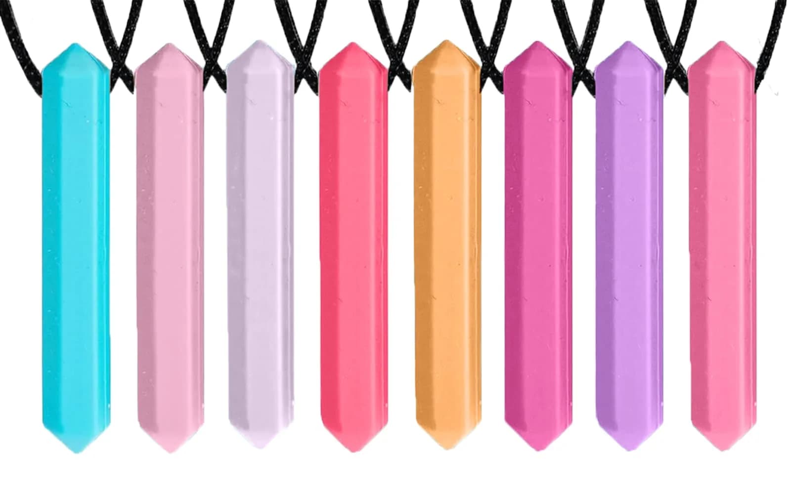 Tilcare Chew Chew Discreet Pencil Chew Necklaces 8-Pack | Calming Sensory Chewy Pendants for Kids & Adults - main product image