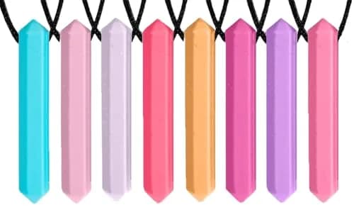 Tilcare Chew Chew Discreet Pencil Chew Necklaces 8-Pack | Calming Sensory Chewy Pendants for Kids & Adults thumbnail 1