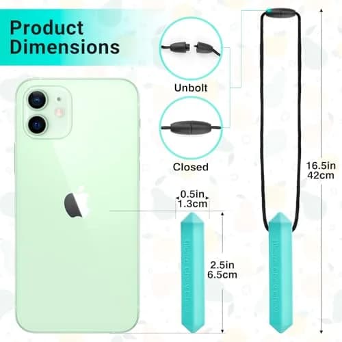 Tilcare Chew Chew Discreet Pencil Chew Necklaces 8-Pack | Calming Sensory Chewy Pendants for Kids & Adults thumbnail 9