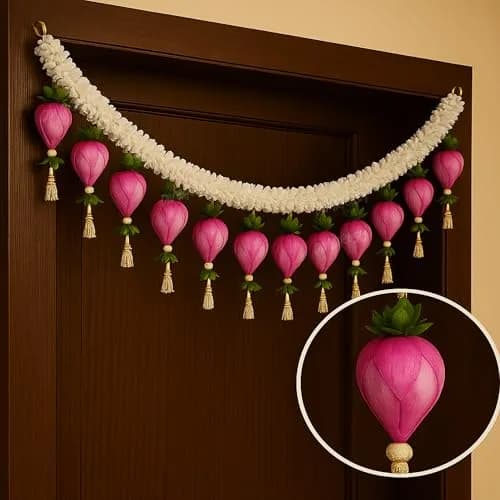 Divyakosh Lotus Buds Toran 96cm (37.8in) | Authentic Indian Door Hanging for Festivals thumbnail 1