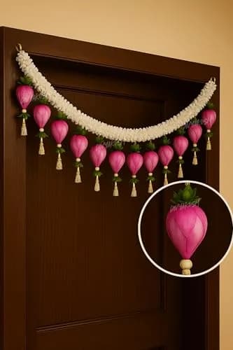 Divyakosh Lotus Buds Toran 96cm (37.8in) | Authentic Indian Door Hanging for Festivals thumbnail 5