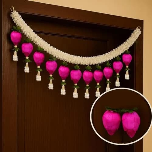 Divyakosh Lotus Buds Toran 96cm (37.8in) | Authentic Indian Door Hanging for Festivals thumbnail 2