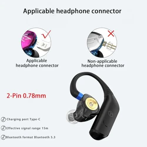 NALMOPG BT20 Pro IEM Bluetooth Adapter 2Pin 0.78mm | Wireless Bluetooth Earphone Module, 50H Battery thumbnail 2
