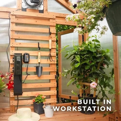 Backyard Discovery Bellerose 9' x 6' Cedar Greenhouse Kit with Pergola & PowerPort | Year-Round Gardening thumbnail 3