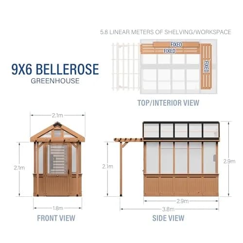 Backyard Discovery Bellerose 9' x 6' Cedar Greenhouse Kit with Pergola & PowerPort | Year-Round Gardening thumbnail 4