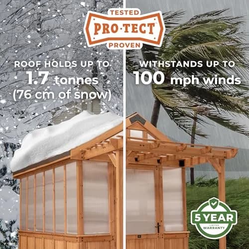 Backyard Discovery Bellerose 9' x 6' Cedar Greenhouse Kit with Pergola & PowerPort | Year-Round Gardening thumbnail 5