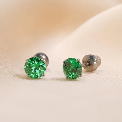 TitanHeart Hypoallergenic Titanium CZ Screw Back Stud Earrings for Women Men | Sensitive Skin Friendly (70-120 chars) thumbnail 5