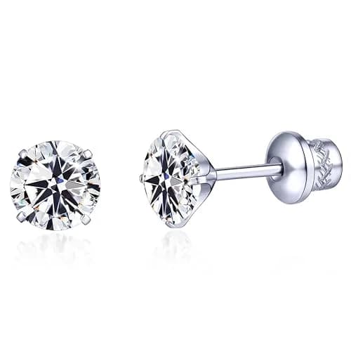 TitanHeart Hypoallergenic Titanium CZ Screw Back Studs Earrings for Women Men | Safe, Lightweight & Long-Lasting thumbnail 1