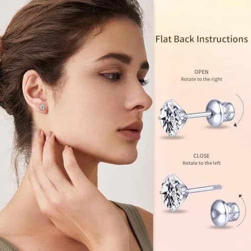 TitanHeart Hypoallergenic Titanium CZ Screw Back Studs Earrings for Women Men | Safe, Lightweight & Long-Lasting thumbnail 3