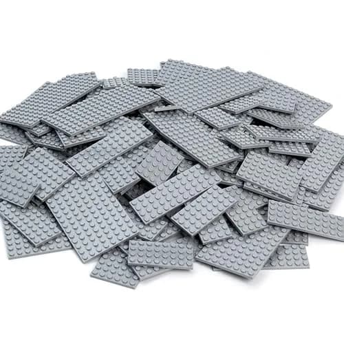 MANNIDOO 110 Pieces Small Building Plates Set, Light Grey | Educational STEM Learning thumbnail 1