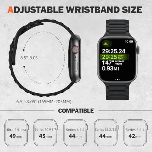 Lenrao Silicone Sport Band Compatible with Apple Watch Series 8/9/10 44mm-49mm | Waterproof & Comfortable thumbnail 5