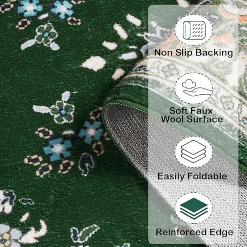 HOMORE 2x3 Area Rug Small Green Rugs for Bedroom, Washable Rug for Entryway thumbnail 2