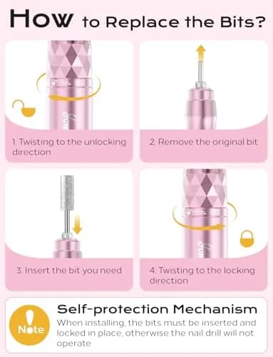 yomanta Professional Electric Nail Drill Kit 45,000 RPM USB Rechargeable Efile Nail File with 12 Bits | Salon & Home Manicure Tool thumbnail 7