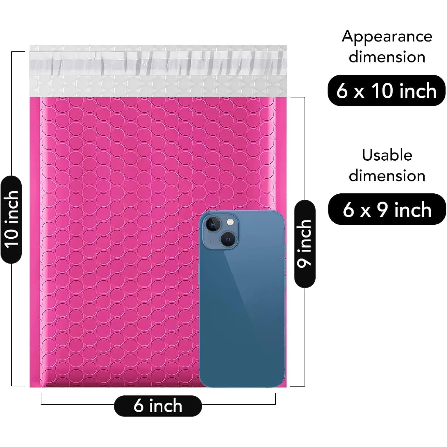 Fuxury Pink Bubble Mailers 6x10" (600 Pack) | Value Pack for Small Business - view 2