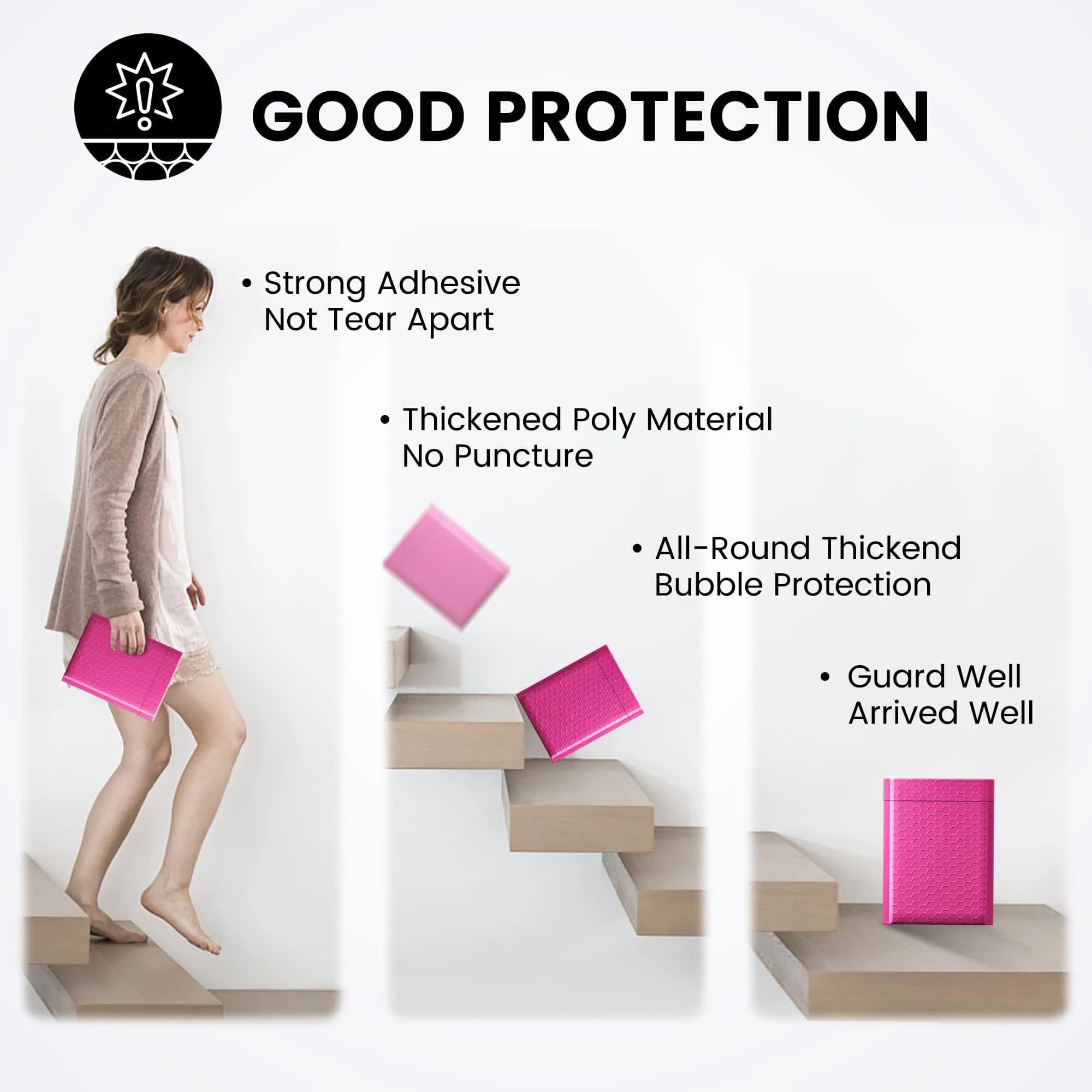 Fuxury Pink Bubble Mailers 6x10" (600 Pack) | Value Pack for Small Business - view 6