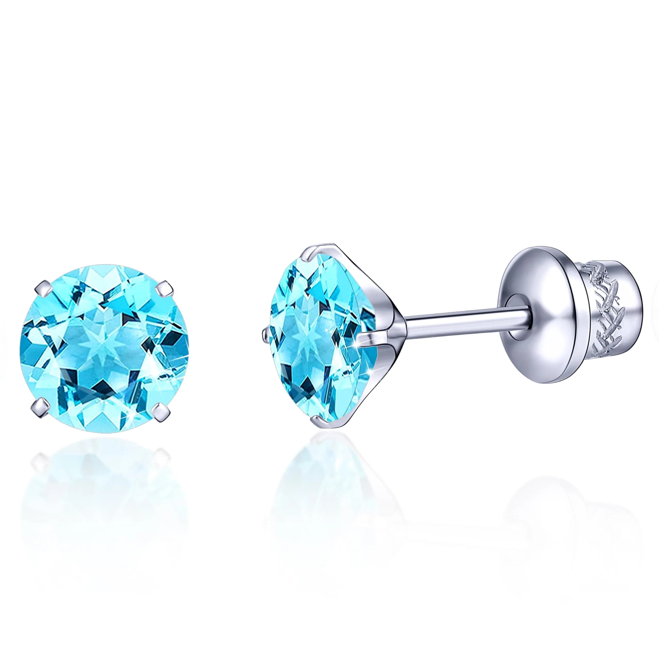TitanHeart Hypoallergenic Titanium CZ Screw Back Studs Earrings 6mm (0.24 Inch) | Secure & Allergy-Free for Sensitive Ears