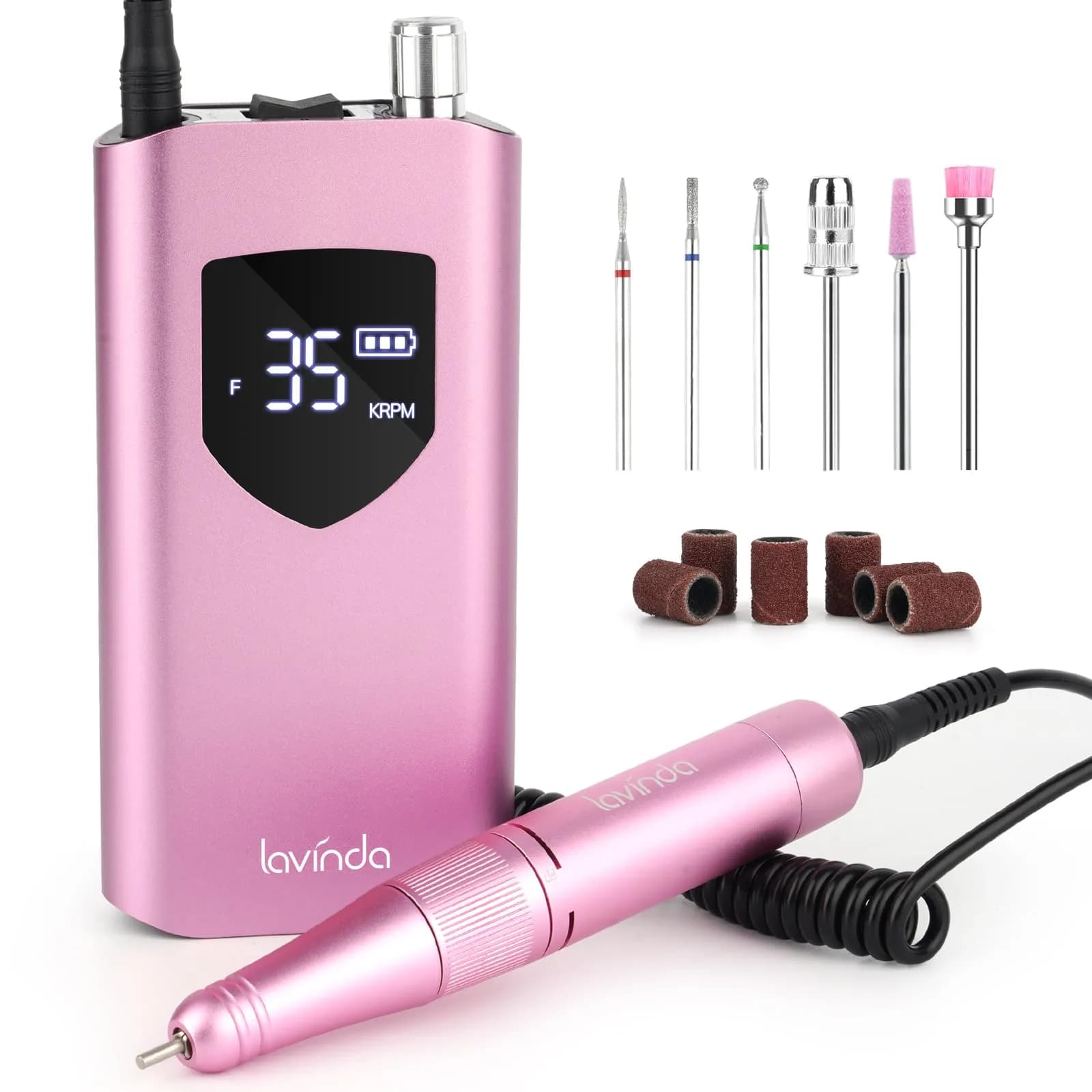 Lavinda Professional Nail Drill 35000 RPM Cordless Efile Purple | High-Speed Acrylic & Gel Nail Art Tool
