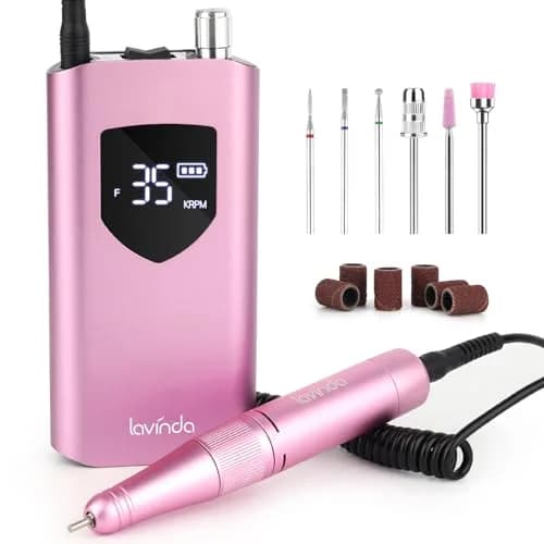 Lavinda Pink Nail Drill 35000 RPM Cordless Rechargeable Efile | Professional Electric Nail File Machine thumbnail 1