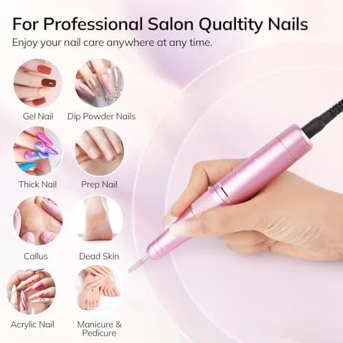 Lavinda Pink Nail Drill 35000 RPM Cordless Rechargeable Efile | Professional Electric Nail File Machine thumbnail 2