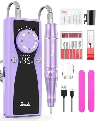 yomanta Professional Electric Nail Drill Kit 45000 RPM USB Rechargeable Efile Nail File with 12 Bits for Gel/Acrylic Nails | Salon/Home Portable Manicure Tool Set thumbnail 1