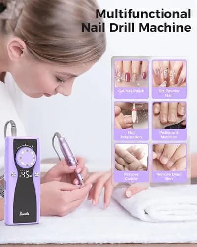 yomanta Professional Electric Nail Drill Kit 45000 RPM USB Rechargeable Efile Nail File with 12 Bits for Gel/Acrylic Nails | Salon/Home Portable Manicure Tool Set thumbnail 2