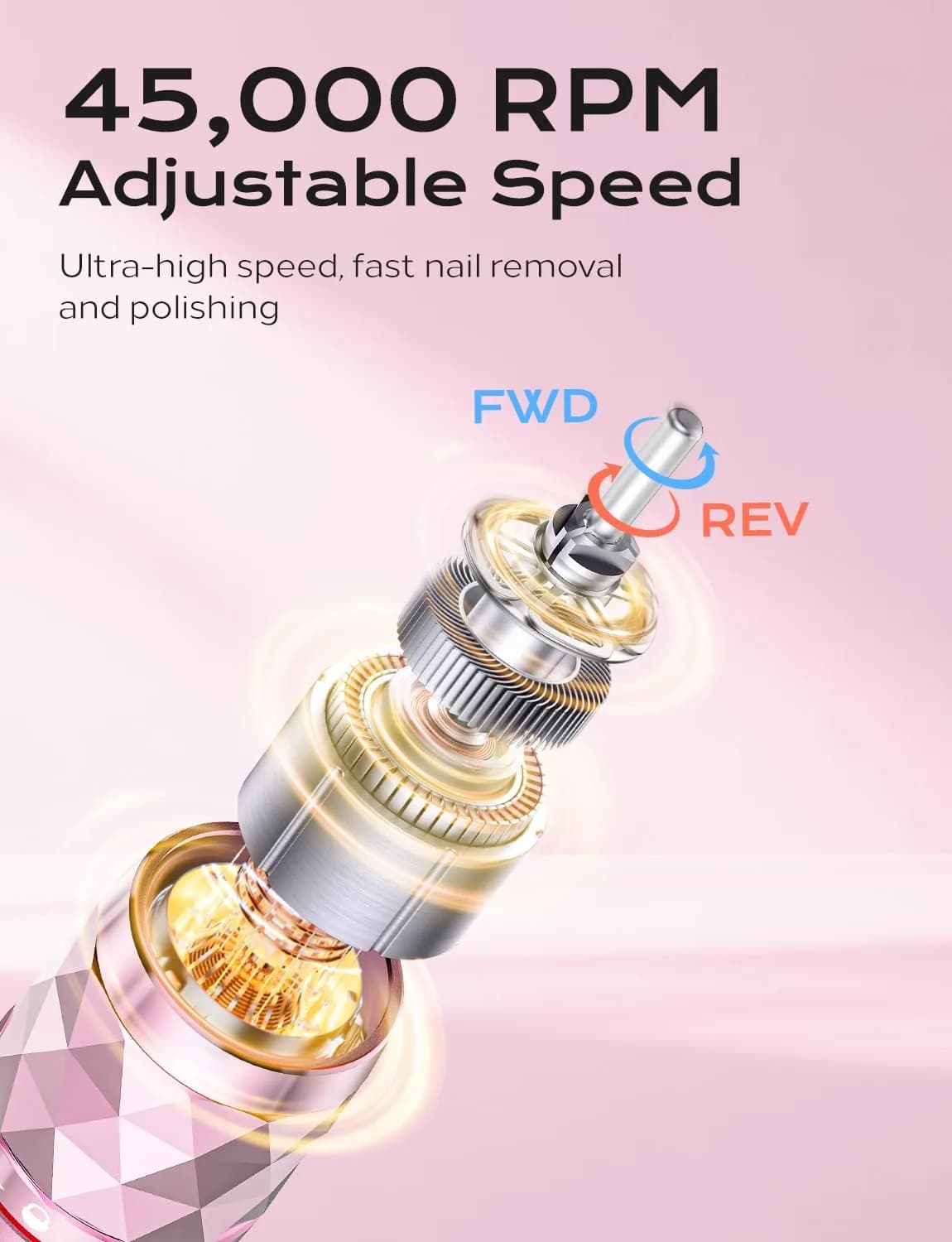 yomanta Light Purple Professional Electric Nail Drill Kit 45,000 RPM USB Rechargeable Efile Nail File - view 4