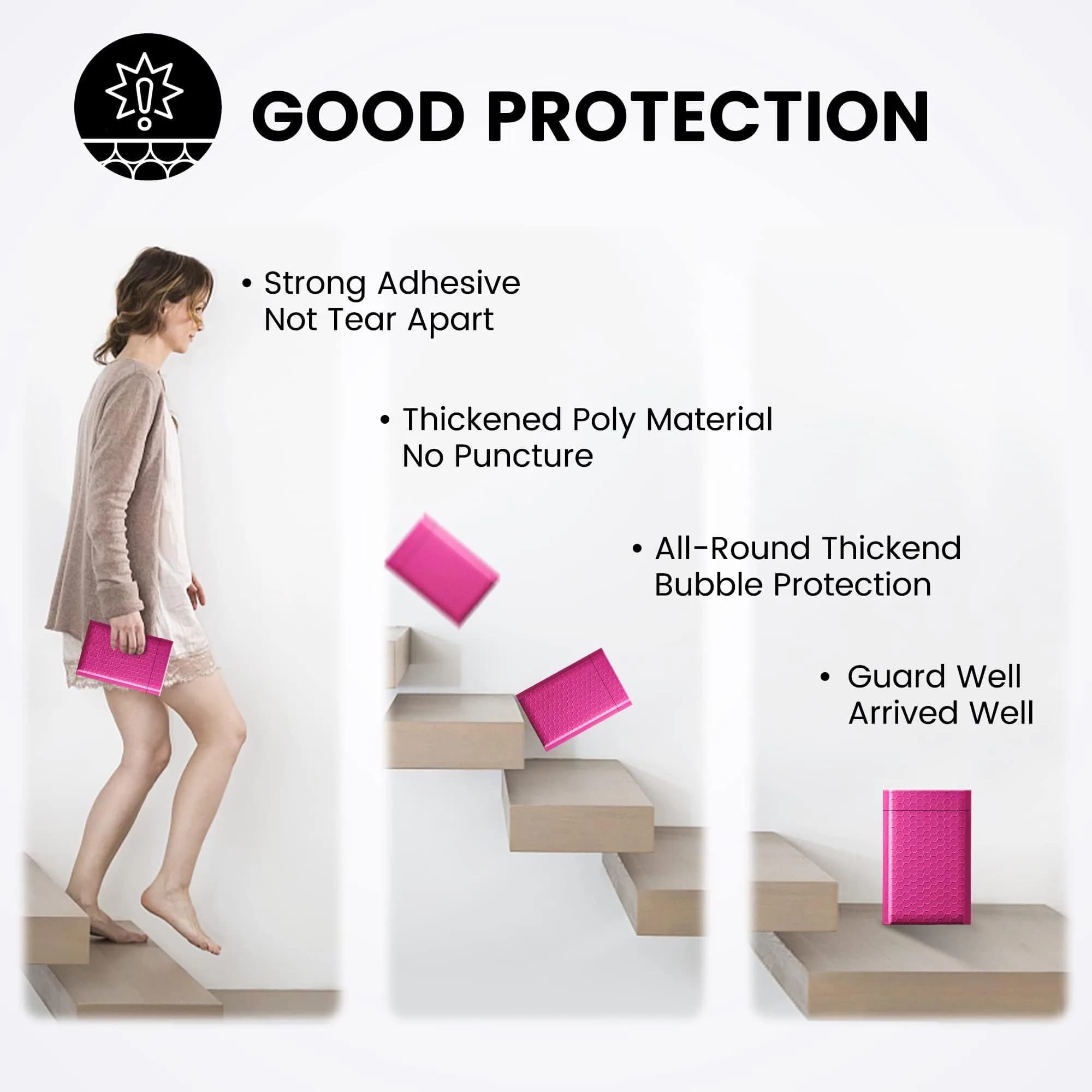 Fuxury Bubble Mailers 4x8 Inch (800 Pack) Pink | Bulk Padded Envelopes for Small Business - view 5